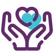 Cartoon of two hands holding love heart