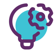 Cartoon of lightbulb with cog